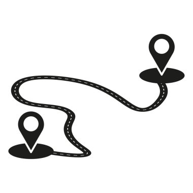 Geleneksel yol haritası simgesi. Uzun yol sembolü. Profesyonel küresel konum vektörü. Keskin navigasyon haritası pin nesnesi. EPS 10.