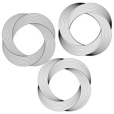 Entellektüel üçlü spiraller. Profesyonel vektör akışı. Yuvarlak yörünge eğrileri. Profesyonel minimalist doğrusal dokular. EPS 10.