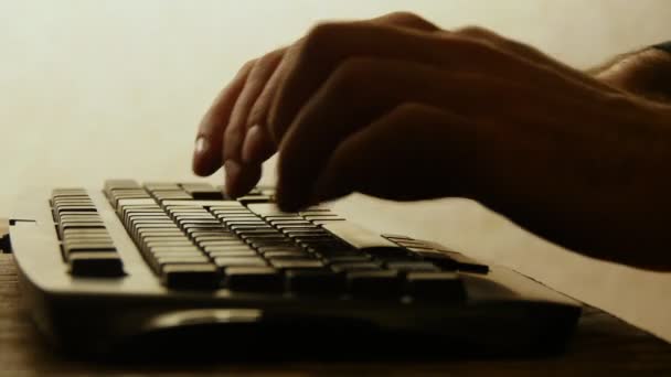 A human hands typing on a keyboard — Stock Video