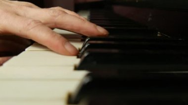 Klasik müzik nazik bir parçası üzerinde güzel bir kuyruklu piyano çalmaya eller. Kadın piyano, yakın çekim.