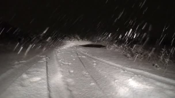 Зима - перший сніг впав вночі в полі — стокове відео