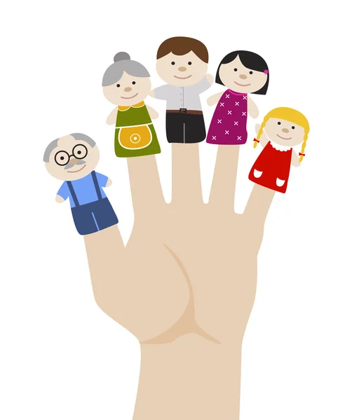 Familjen finger puppets. Vektor illustration. — Stock vektor