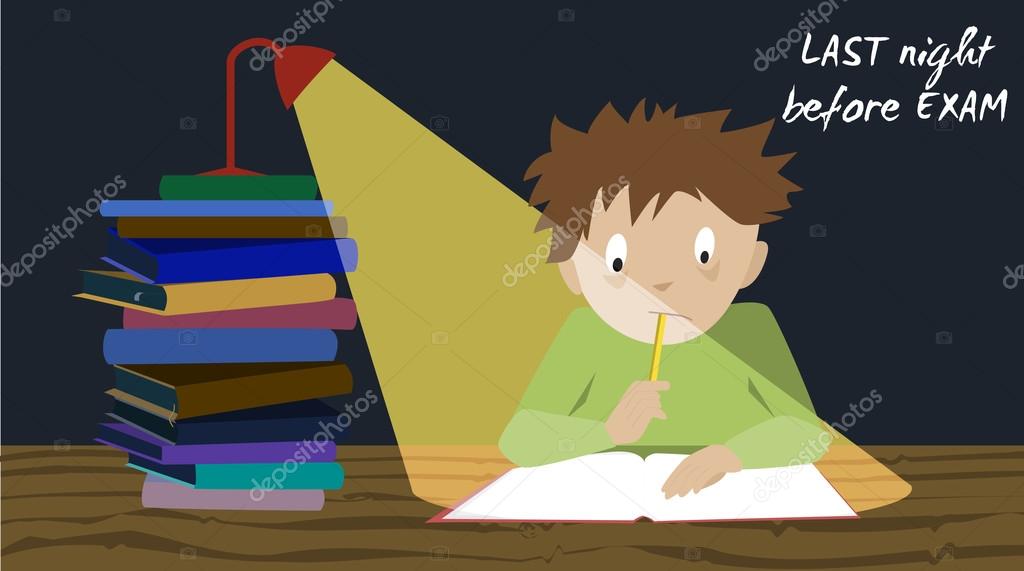 Exam student stress. Pre test preparation night. Stock Vector Image by  ©. #108510312