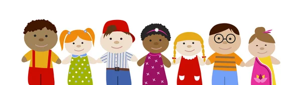 Ensemble d'enfants multiraciaux — Image vectorielle