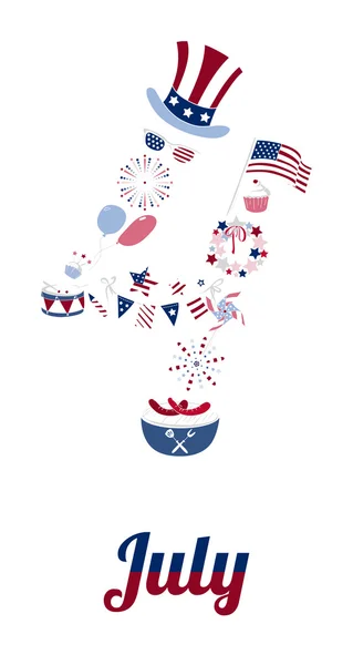 Vector card for 4th of July — Stock Vector