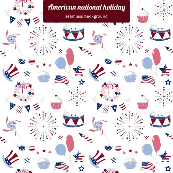 Nahtloses Muster für US-Nationalfeiertag — Stockvektor
