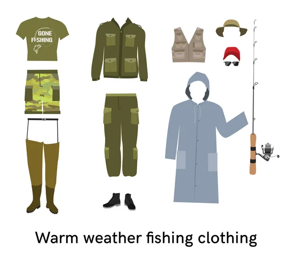 Теплая одежда для рыбалки — стоковый вектор