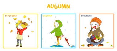 Sonbahar sezonu kız vektör ayarla