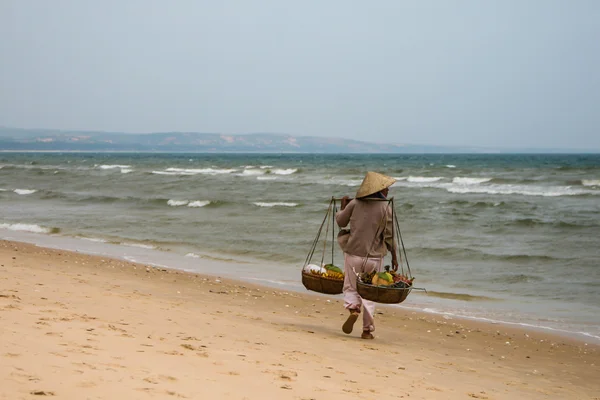 Satıcı sahilde, Vietnam.