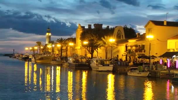 The fishing port in summer of Grau du Roi, France — Stock Video