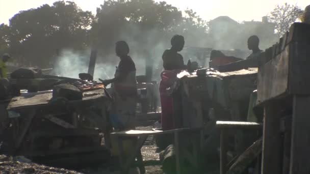 세네갈 다카르에서 해변에 생선 장 수 — 비디오