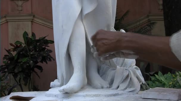 Estátua de mármore em um templo indiano — Vídeo de Stock