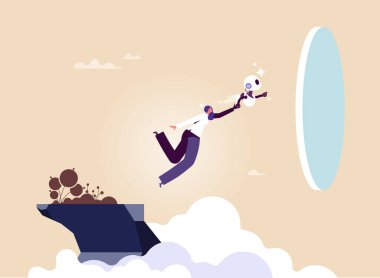 Yapay zeka kavramı, asistanlık, destek ve başarı ve fırsat için rehberlik, hedeflere ulaşma, yapay zeka kavramı, iş kadınının başarıya ulaşmasına yardımcı olan yapay zeka.