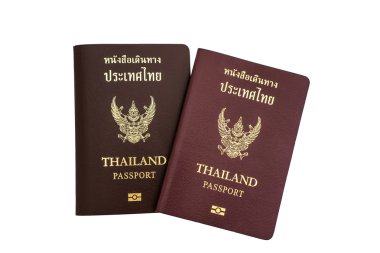 Tayland pasaportu beyaz arkaplanda izole edildi