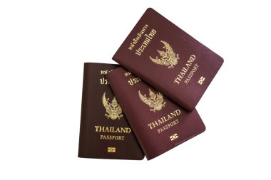 Tayland pasaportu beyaz arkaplanda izole edildi
