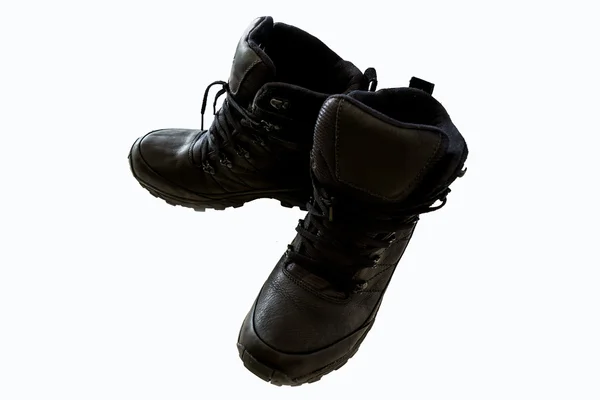 Botas de neve preta isolar — Fotografia de Stock