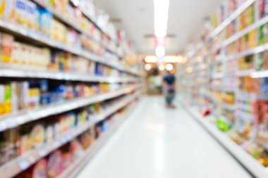 Süpermarket mağaza bokeh ile arka plan bulanıklık