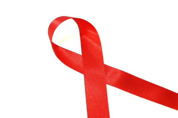 Rood lint geïsoleerd op witte achtergrond Aids — Stockfoto