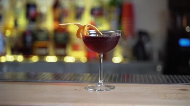Bartender Throws Rosebud Alcoholic Cocktail — Stock Video