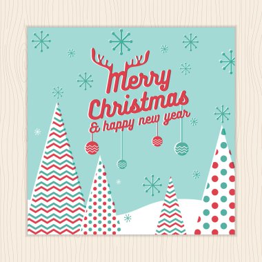 Mutlu Noeller, mutlu yeni yıl kartı veya poster şablonu ile Noel ağacı arka plan vektör