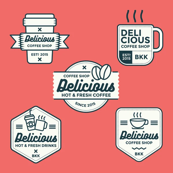 Coffee shop etiketter, banner, logotyp och emblem vektor set — Stock vektor