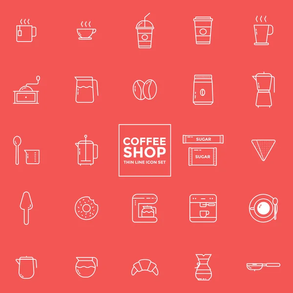 Conjunto de iconos de café de línea fina para el vector de diseño web — Vector de stock
