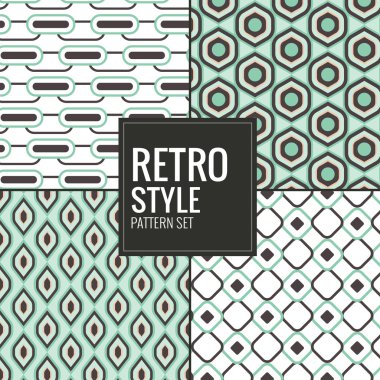 Retro vintage desen vektör illüstrasyon seti