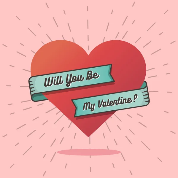 ¿Quieres ser mi texto de San Valentín con un gran fondo de corazón en estilo retro vintage . Gráficos vectoriales