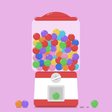 Renkli bubblegum gumball makinesi. Vektör çizimi.