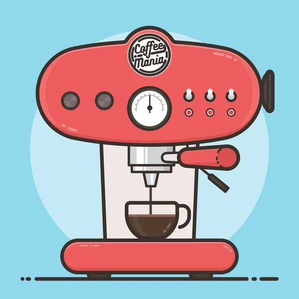 Kaffeemaschine mit heißer Kaffeetasse. flache Designvektorillustration. — Stockvektor