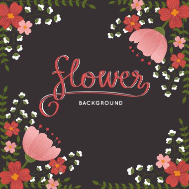 Zarif retro tarzı çiçekler, bitki vektör arka plan. vektör illüstrasyon.