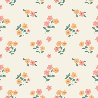 Klasik çiçeksiz desenli. Hafif bir arkaplanda küçük bir çiçek deseni var. Romantik ve zarif tasarım kumaş, hediye paketi, duvar kağıdı ve moda baskıları için mükemmel..