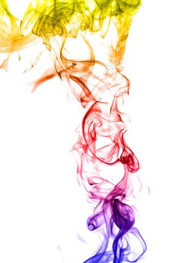 Beyaz arkaplanda soyut renkli duman