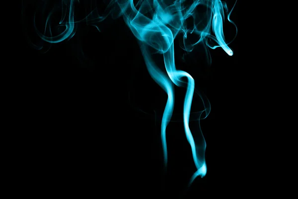 Abstract cyan smoke on black background — Stock Photo, Image