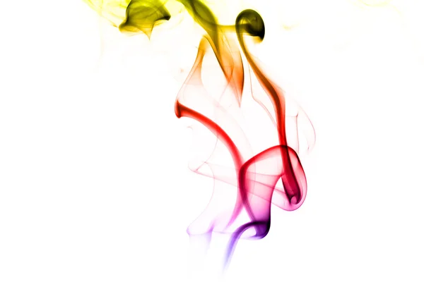 하얀 배경에 있는 추상적 인 다채 로운 연기 — 스톡 사진