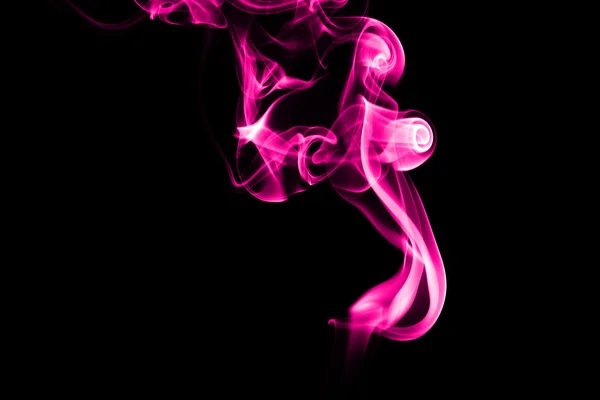 在黑色背景上的抽象粉红色烟 — 图库照片