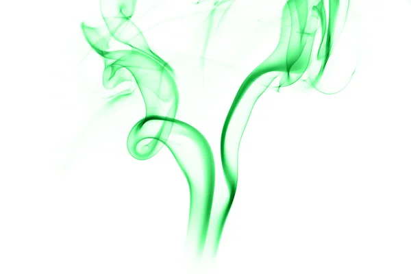 Humo verde abstracto sobre fondo blanco — Foto de Stock