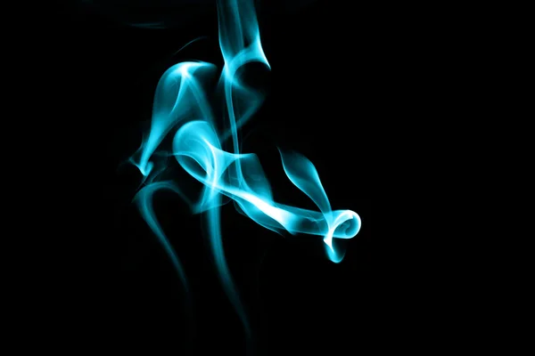 Abstract cyan smoke on black background — Stock Photo, Image