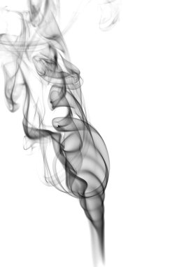 Beyaz arkaplanda soyut siyah duman