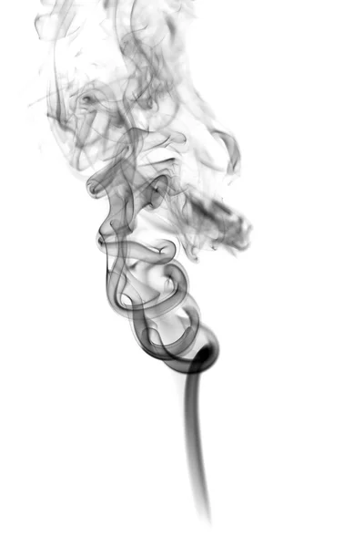 Fumée noire abstraite sur fond blanc — Photo
