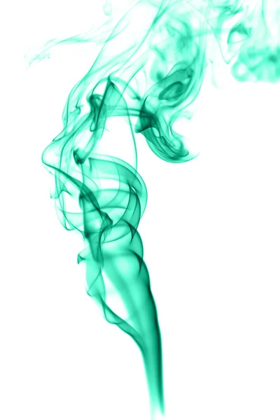 Fumo ciano abstrato sobre fundo branco — Fotografia de Stock