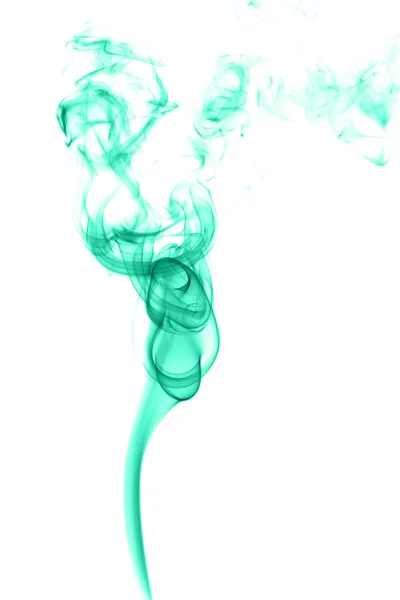 Fumée cyan abstraite sur fond blanc — Photo