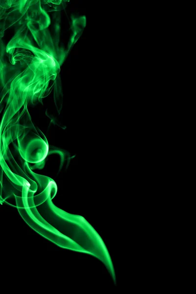 Abstract green smoke on black background — Stock Photo, Image