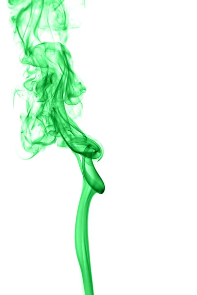 Fumée verte abstraite sur fond blanc — Photo