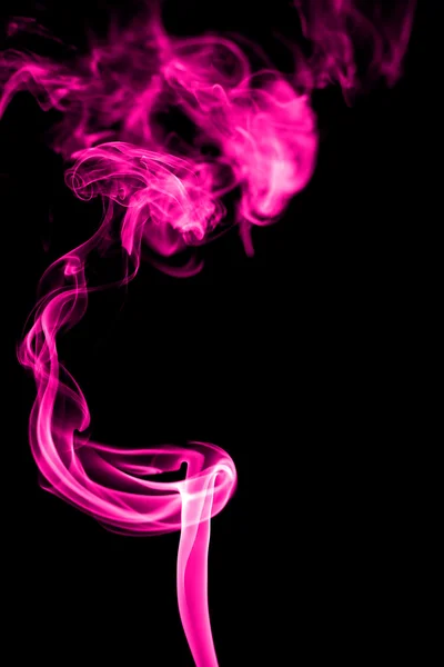 在黑色背景上的抽象粉红色烟 — 图库照片