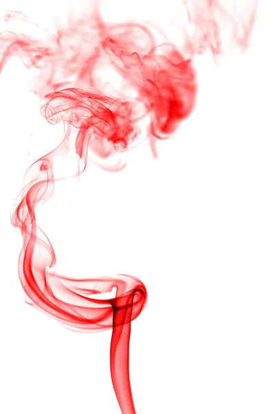 白色背景下的红烟摘要 — 图库照片