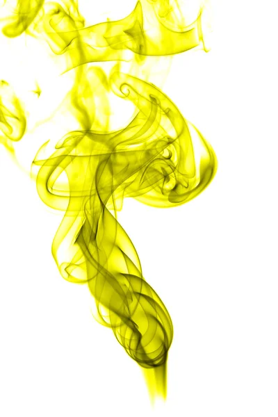 Humo amarillo abstracto sobre fondo blanco — Foto de Stock