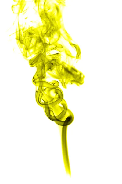 Humo amarillo abstracto sobre fondo blanco — Foto de Stock