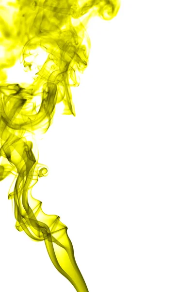 Fumée jaune abstraite sur fond blanc — Photo