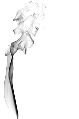 Beyaz arkaplanda soyut siyah duman